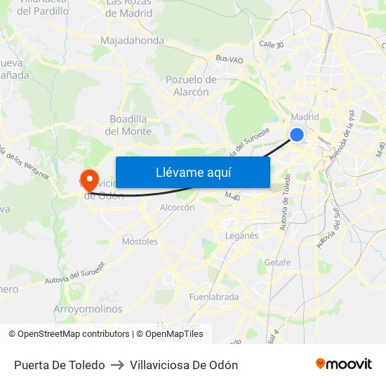 Puerta De Toledo to Villaviciosa De Odón map