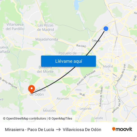 Mirasierra - Paco De Lucía to Villaviciosa De Odón map