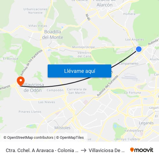 Ctra. Cchel. A Aravaca - Colonia Jardín to Villaviciosa De Odón map