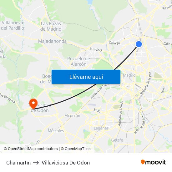 Chamartín to Villaviciosa De Odón map