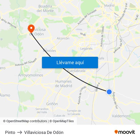 Pinto to Villaviciosa De Odón map