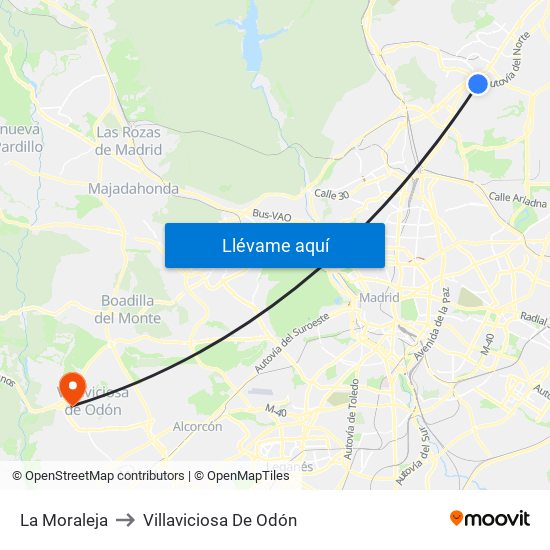 La Moraleja to Villaviciosa De Odón map