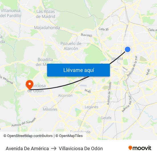 Avenida De América to Villaviciosa De Odón map
