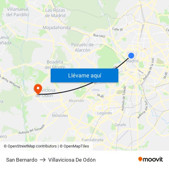 San Bernardo to Villaviciosa De Odón map