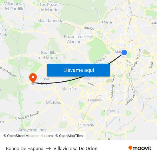 Banco De España to Villaviciosa De Odón map