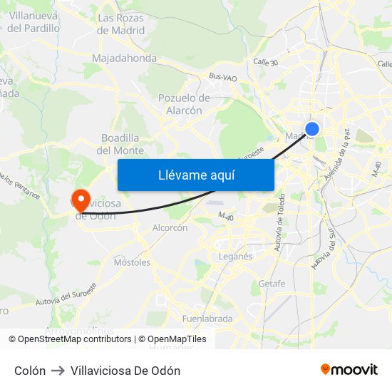 Colón to Villaviciosa De Odón map
