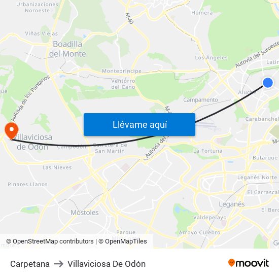 Carpetana to Villaviciosa De Odón map