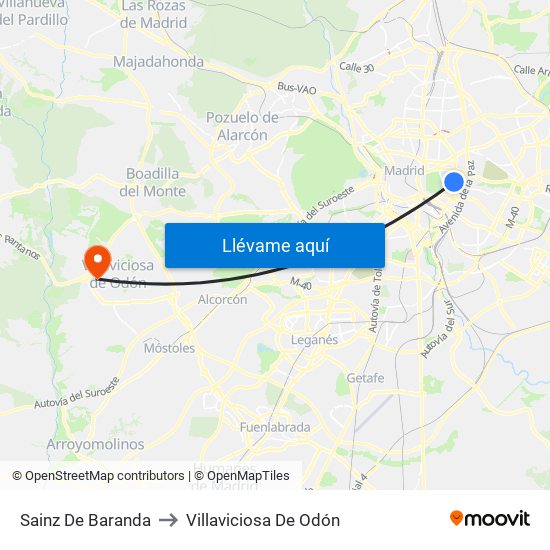 Sainz De Baranda to Villaviciosa De Odón map