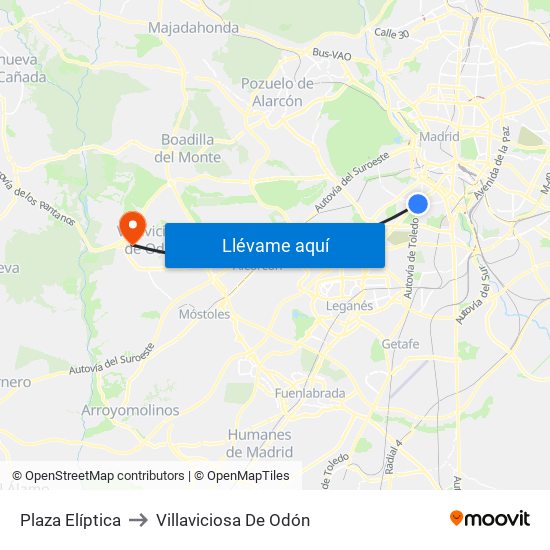 Plaza Elíptica to Villaviciosa De Odón map