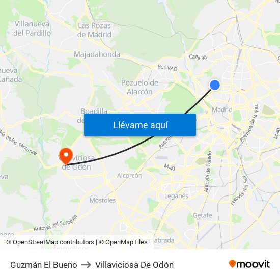Guzmán El Bueno to Villaviciosa De Odón map