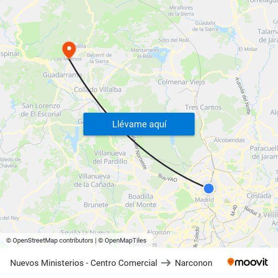 Nuevos Ministerios - Centro Comercial to Narconon map
