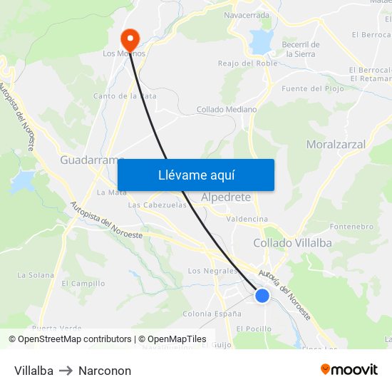Villalba to Narconon map