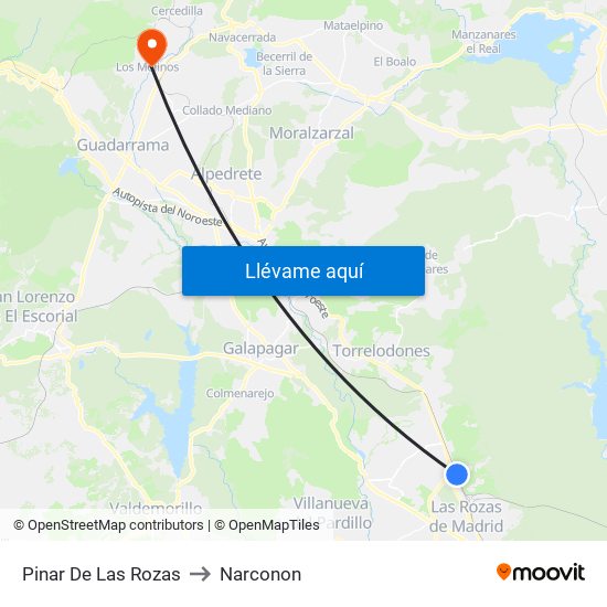 Pinar De Las Rozas to Narconon map