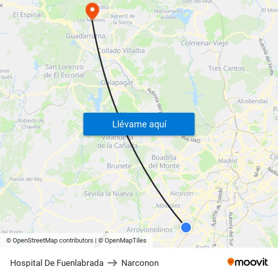 Hospital De Fuenlabrada to Narconon map