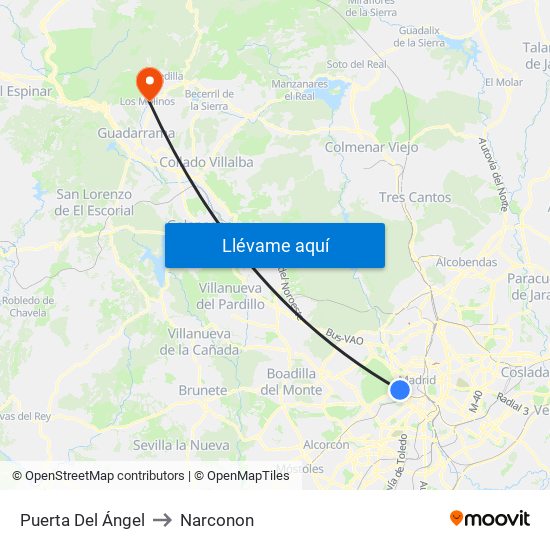 Puerta Del Ángel to Narconon map