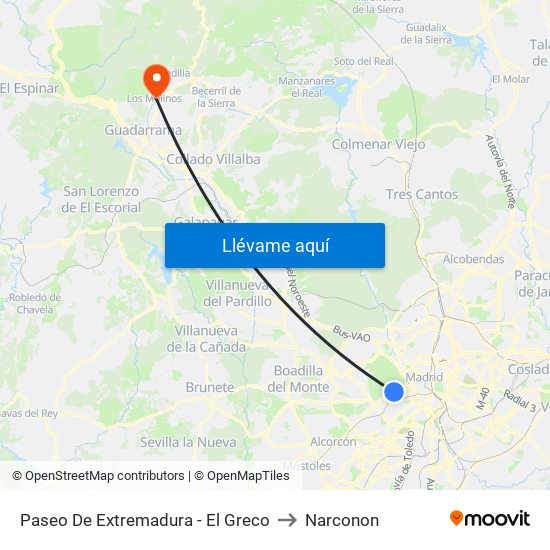 Paseo De Extremadura - El Greco to Narconon map