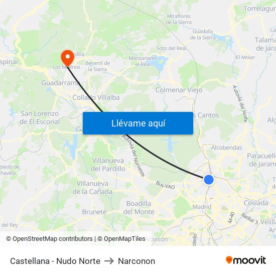 Castellana - Nudo Norte to Narconon map