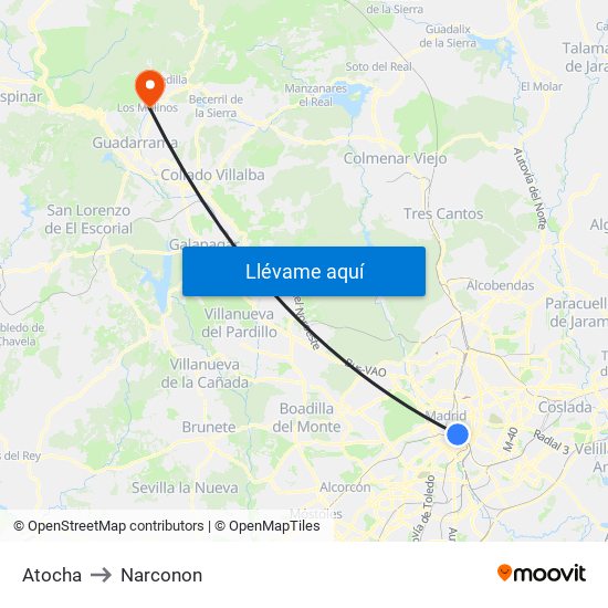 Atocha to Narconon map