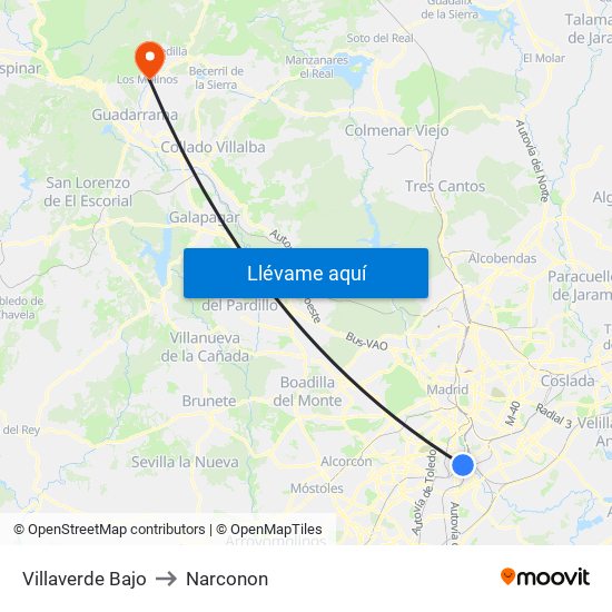 Villaverde Bajo to Narconon map