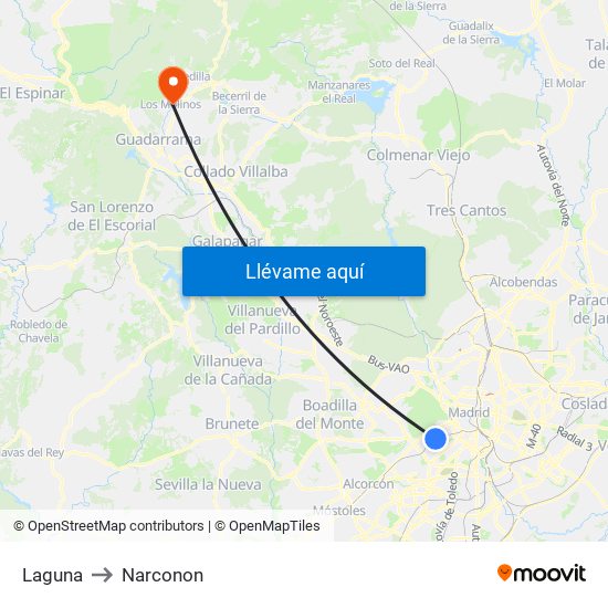 Laguna to Narconon map