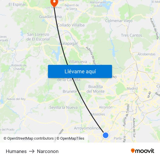 Humanes to Narconon map