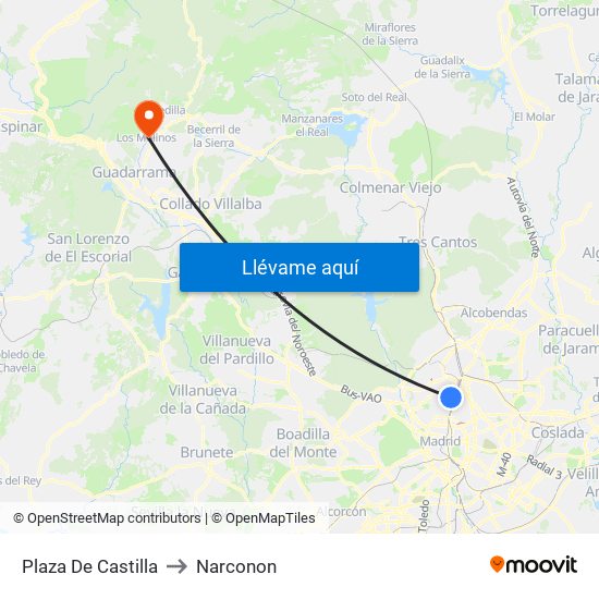 Plaza De Castilla to Narconon map