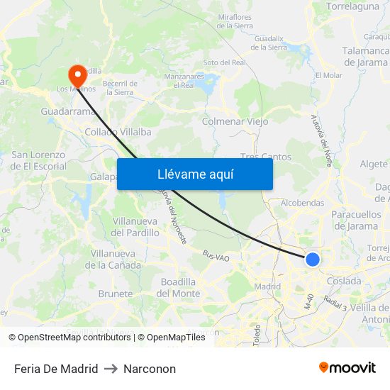 Feria De Madrid to Narconon map