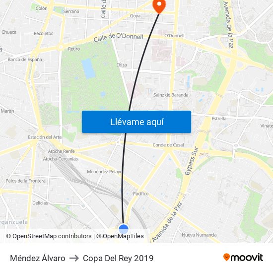 Méndez Álvaro to Copa Del Rey 2019 map
