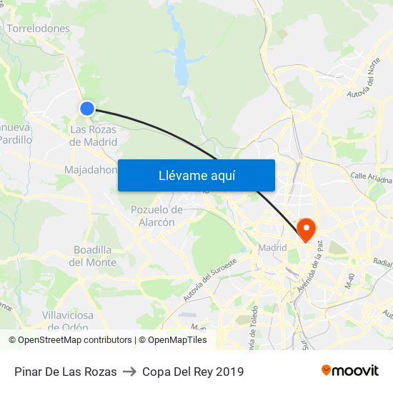 Pinar De Las Rozas to Copa Del Rey 2019 map