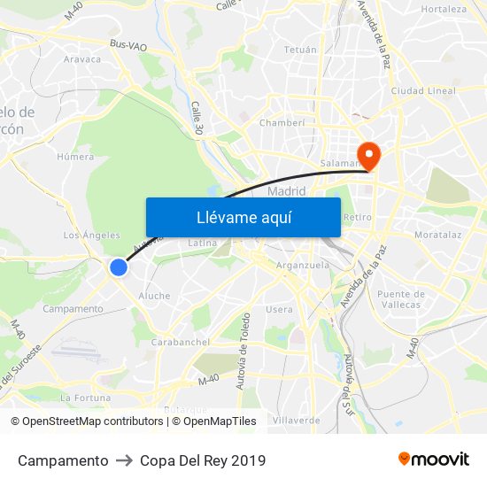 Campamento to Copa Del Rey 2019 map