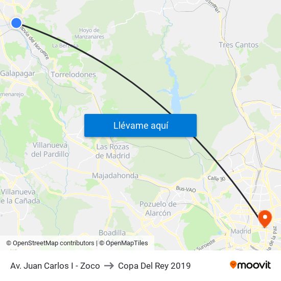 Av. Juan Carlos I - Zoco to Copa Del Rey 2019 map