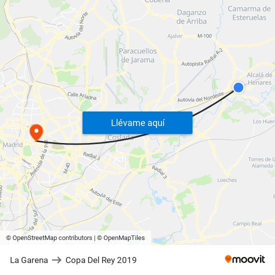 La Garena to Copa Del Rey 2019 map