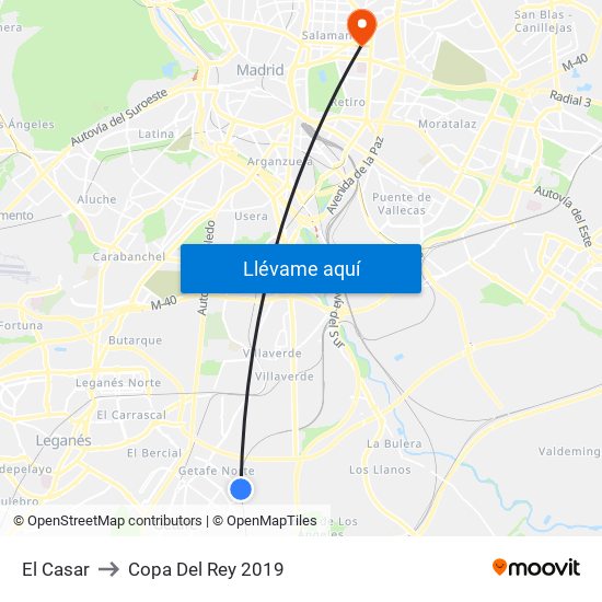 El Casar to Copa Del Rey 2019 map