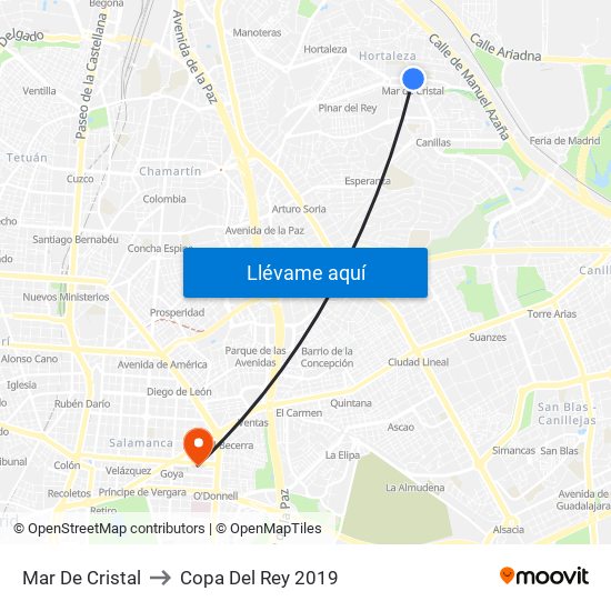 Mar De Cristal to Copa Del Rey 2019 map