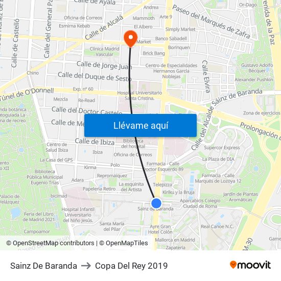 Sainz De Baranda to Copa Del Rey 2019 map