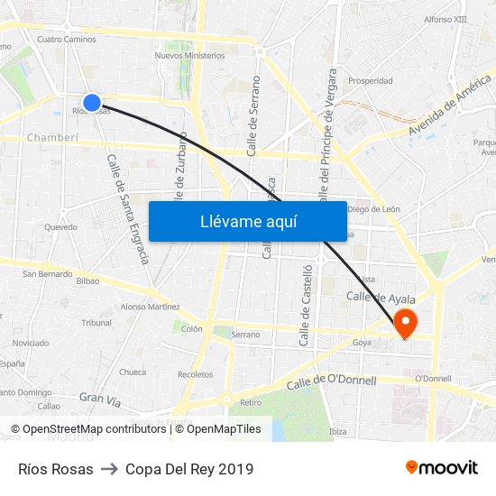 Ríos Rosas to Copa Del Rey 2019 map