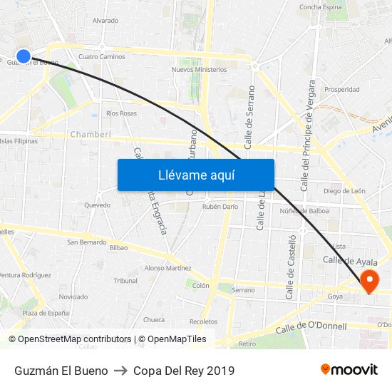 Guzmán El Bueno to Copa Del Rey 2019 map