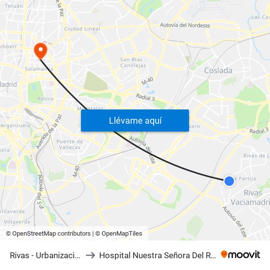 Rivas - Urbanizaciones to Hospital Nuestra Señora Del Rosario map