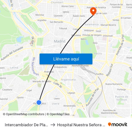 Intercambiador De Plaza Elíptica to Hospital Nuestra Señora Del Rosario map
