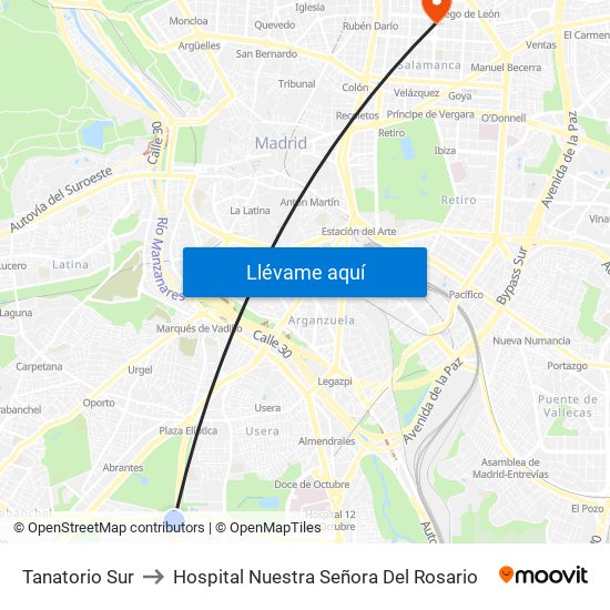 Tanatorio Sur to Hospital Nuestra Señora Del Rosario map