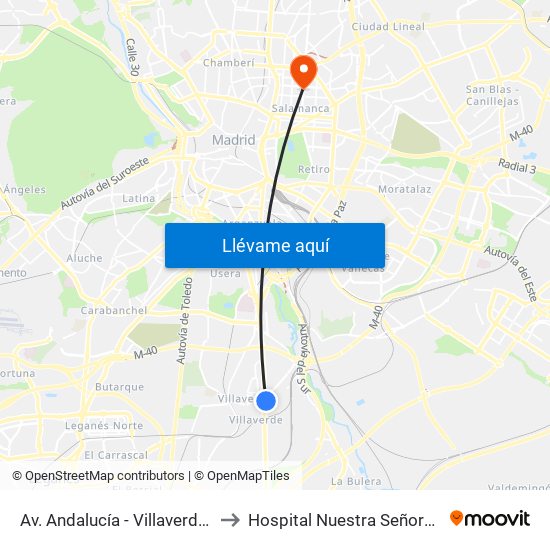 Av. Andalucía - Villaverde Bajo Cruce to Hospital Nuestra Señora Del Rosario map