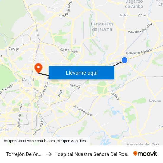 Torrejón De Ardoz to Hospital Nuestra Señora Del Rosario map
