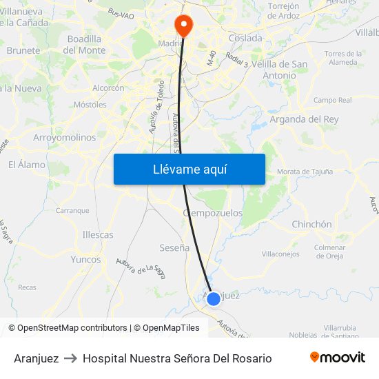 Aranjuez to Hospital Nuestra Señora Del Rosario map