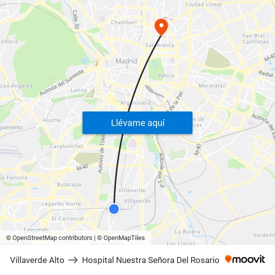Villaverde Alto to Hospital Nuestra Señora Del Rosario map