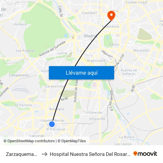 Zarzaquemada to Hospital Nuestra Señora Del Rosario map