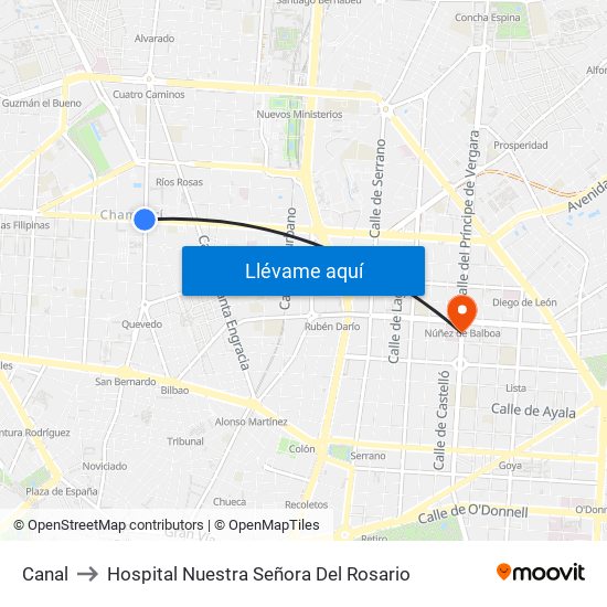 Canal to Hospital Nuestra Señora Del Rosario map