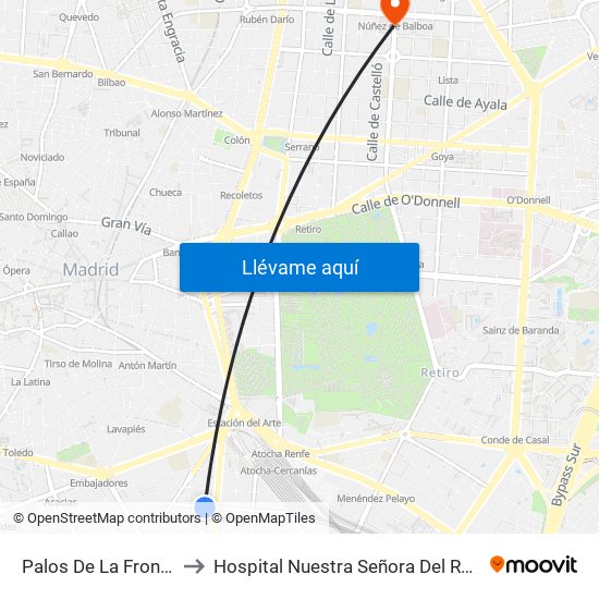 Palos De La Frontera to Hospital Nuestra Señora Del Rosario map