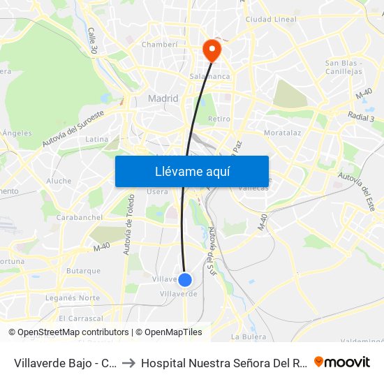 Villaverde Bajo - Cruce to Hospital Nuestra Señora Del Rosario map