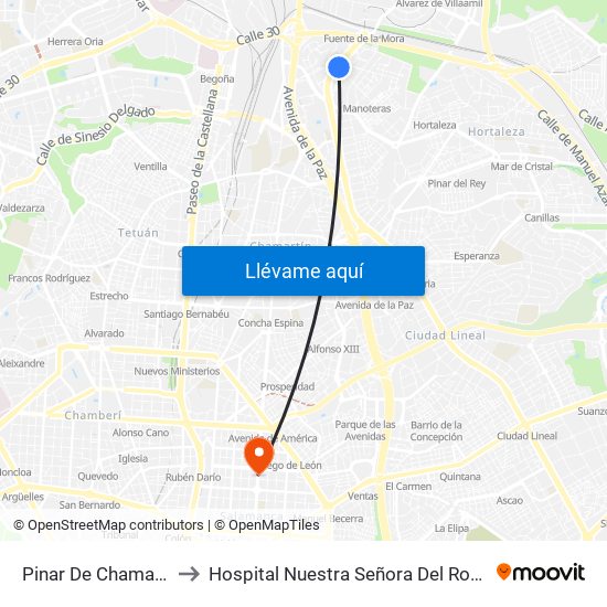 Pinar De Chamartín to Hospital Nuestra Señora Del Rosario map