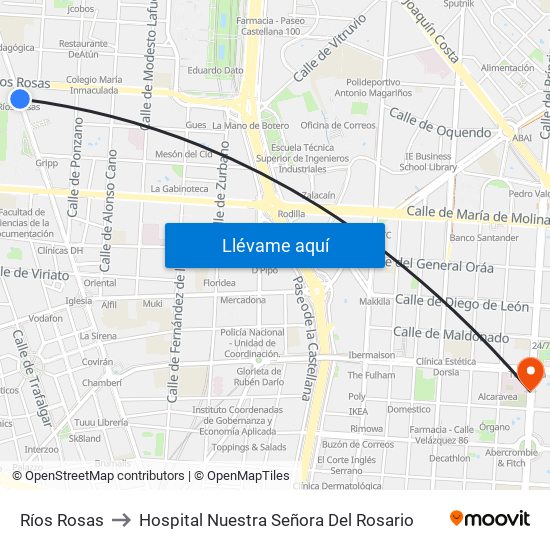 Ríos Rosas to Hospital Nuestra Señora Del Rosario map